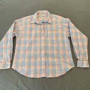 Cruel Girl Shirt Womens XL Pink Blue Plaid Long Sleeve Western Casual Button Up